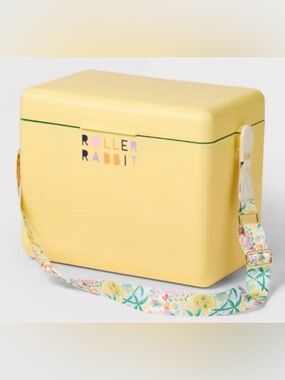 11 qt 16 can Roller Rabbit x Target Hard Side Yellow Cooler w/ Floral Strap. NWT